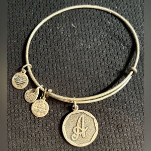 Alex and Ani “A” Initial silver Charm Bangle Bracelet